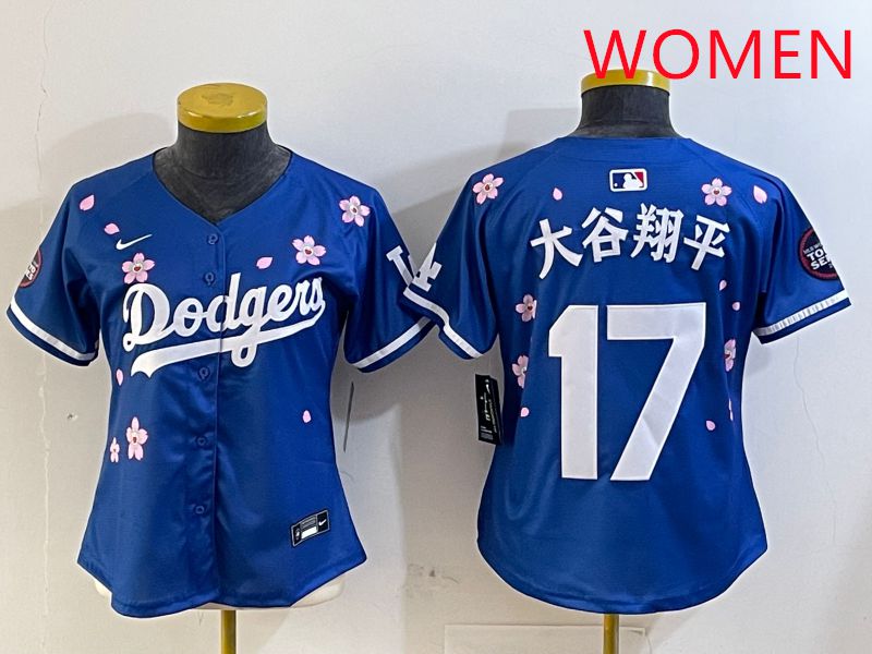 Women Los Angeles Dodgers #17 Ohtani Blue Sakura Edition 2025 Nike MLB Jersey style 11->youth mlb jersey->Youth Jersey